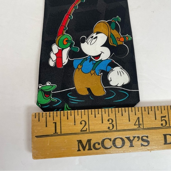 Disney Mickey Unlimited Mickey Mouse Fly Fishing Necktie black - Picture 3 of 7